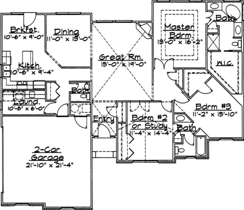Floor Plan First Story of European Plan #172-1025