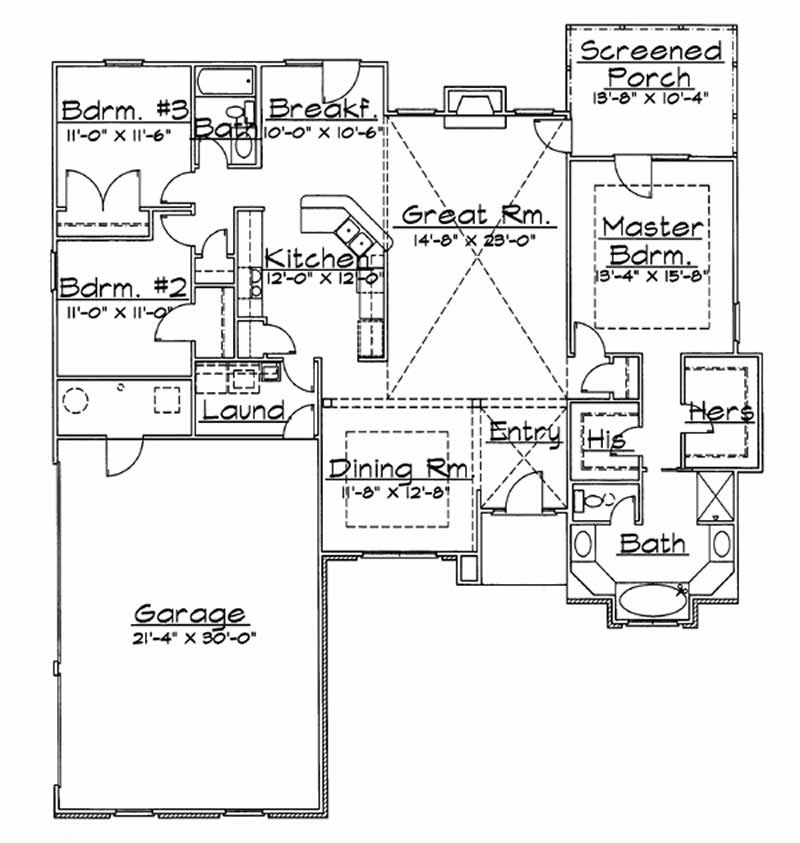 Floor Plan First Story of European Plan #172-1026