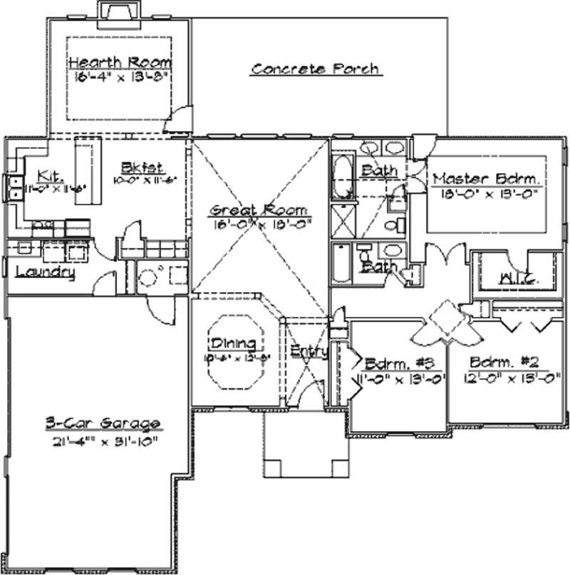 Floor Plan First Story of Contemporary Plan #172-1029