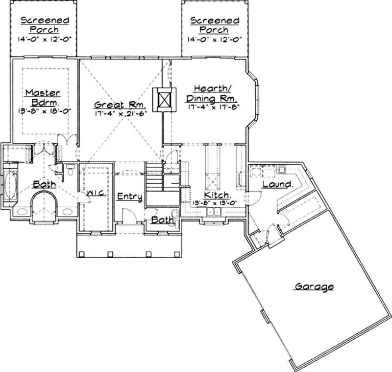 Floor Plan First Story of European Plan #172-1030