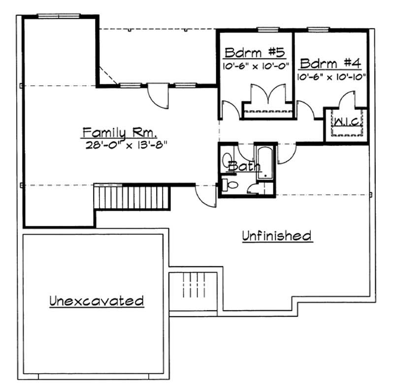 Floor Plan Basement of Contemporary Plan #172-1031