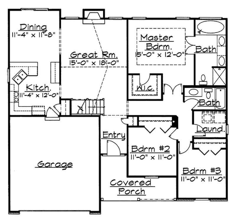 Floor Plan First Story of European Plan #172-1032