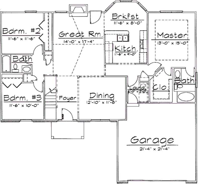 Floor Plan First Story of Contemporary Plan #172-1034