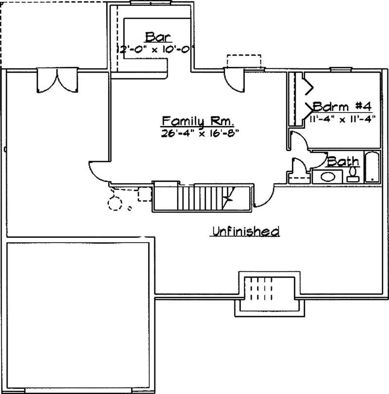 Floor Plan Basement of Contemporary Plan #172-1035