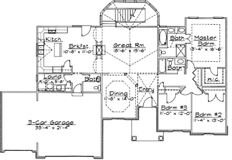 Floor Plan First Story of European Plan #172-1036