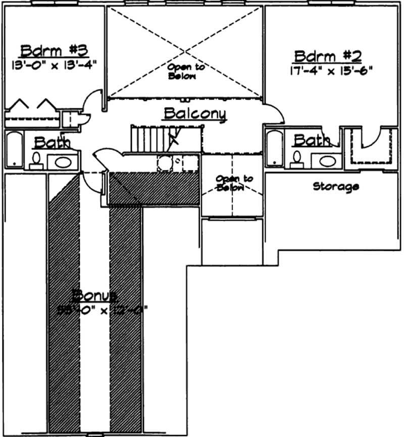 Floor Plan Second Story of Contemporary Plan #172-1037