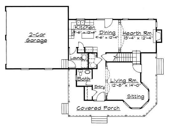Floor Plan First Story of Traditional Plan #172-1038