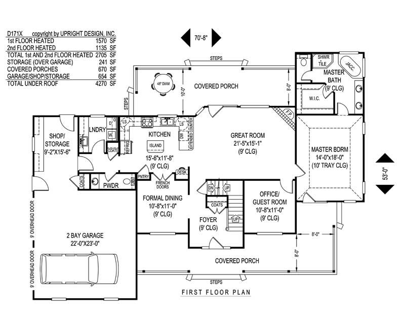Floor Plan First Story of Country Plan #173-1000