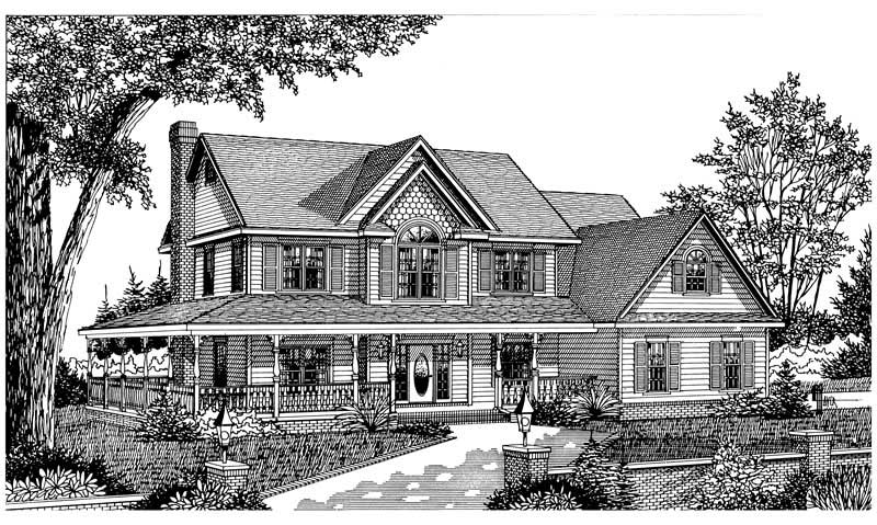 Home Plan Front Elevation of this 4-Bedroom,2198 Sq Ft Plan -173-1001