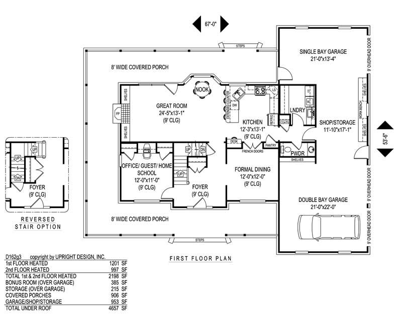 Floor Plan First Story of Country Plan #173-1001
