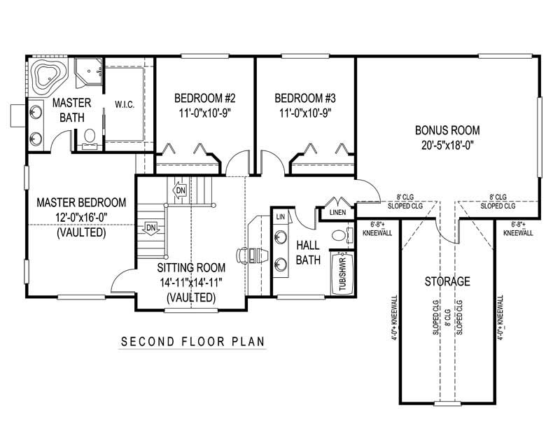 Floor Plan Second Story of Country Plan #173-1001