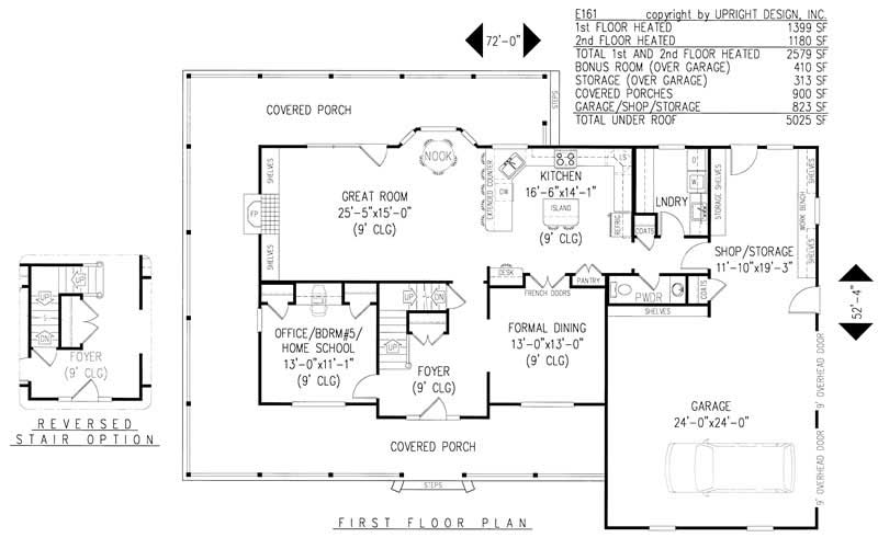 Floor Plan First Story of Country Plan #173-1002