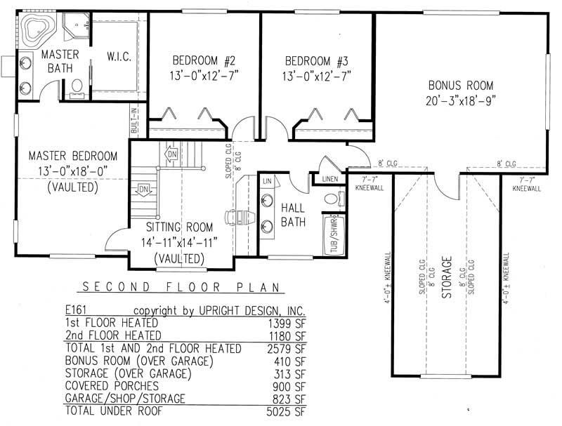 Floor Plan Second Story of Country Plan #173-1002