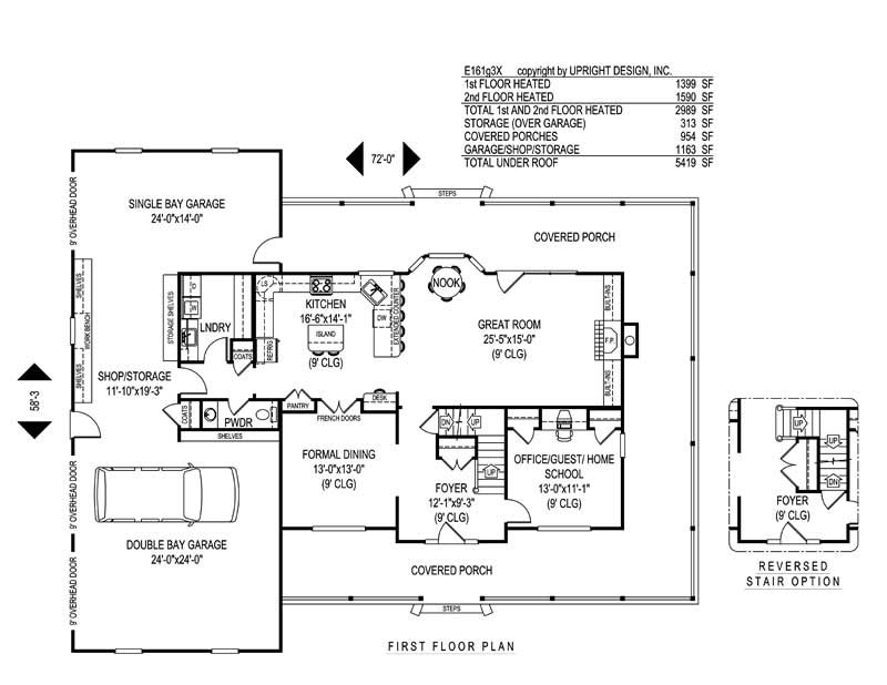 Floor Plan First Story of Country Plan #173-1003
