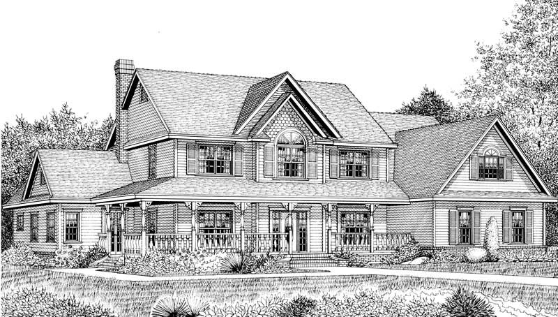 Home Plan Front Elevation of this 5-Bedroom,3464 Sq Ft Plan -173-1005