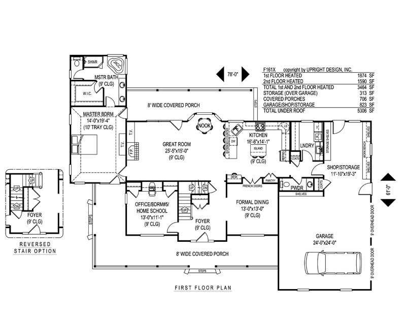 Floor Plan First Story of Country Plan #173-1005