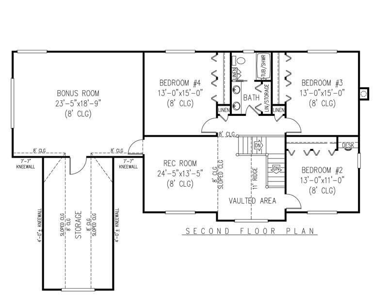 Floor Plan Second Story of Country Plan #173-1006