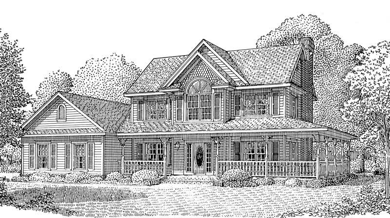 Home Plan Front Elevation of this 4-Bedroom,1840 Sq Ft Plan -173-1008
