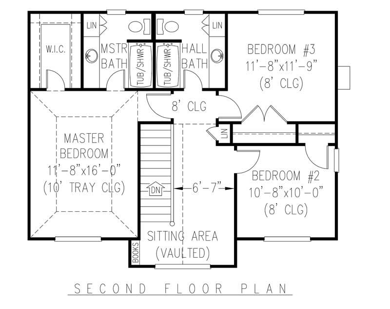 Floor Plan Second Story of Country Plan #173-1008
