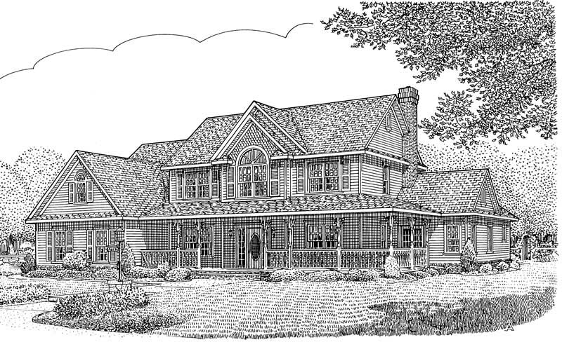 Home Plan Front Elevation of this 5-Bedroom,2984 Sq Ft Plan -173-1009