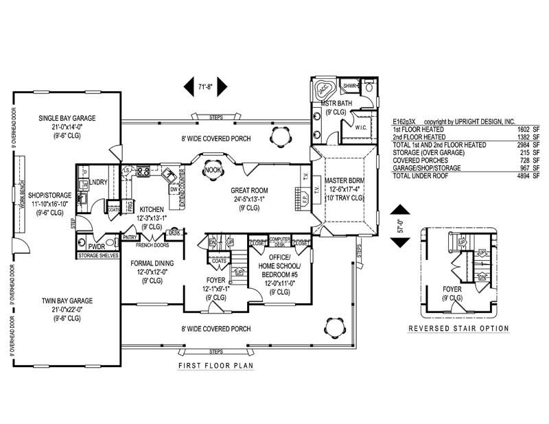 Floor Plan First Story of Country Plan #173-1009