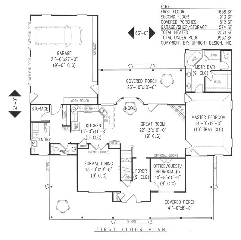 Floor Plan First Story of Country Plan #173-1010