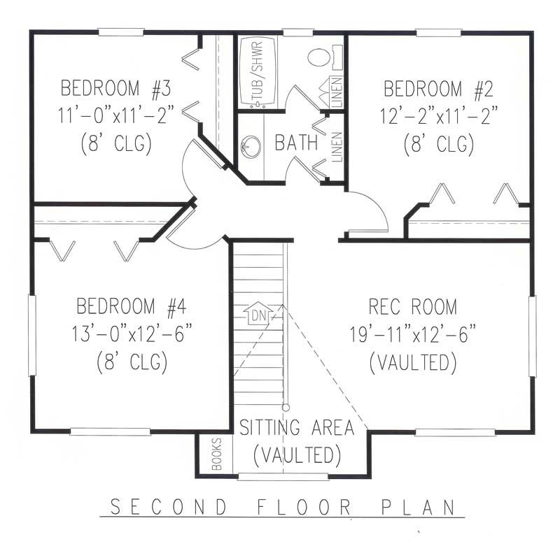 Floor Plan Second Story of Country Plan #173-1010