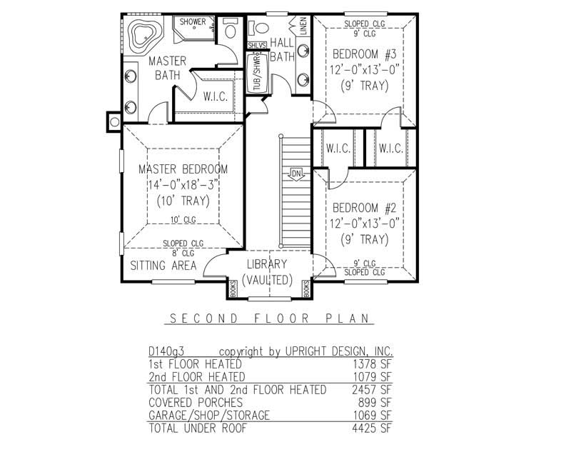 Floor Plan Upper Level of Country Plan #173-1011