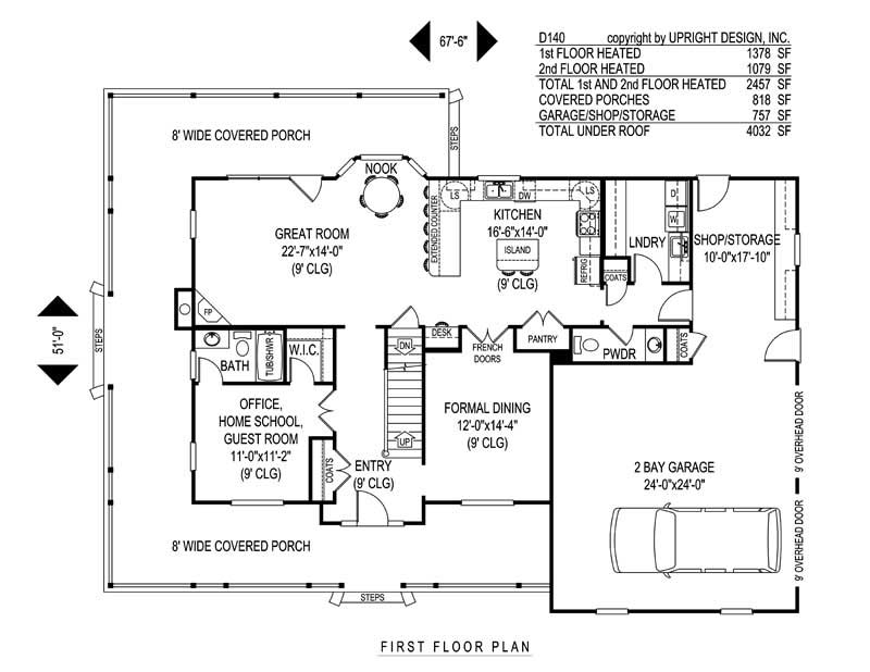 Floor Plan First Story of Country Plan #173-1012