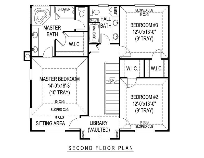 Floor Plan Second Story of Country Plan #173-1012