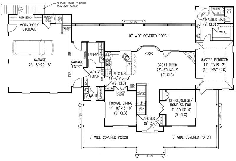 Floor Plan First Story of Country Plan #173-1014