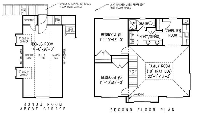 Floor Plan Second Story of Country Plan #173-1014