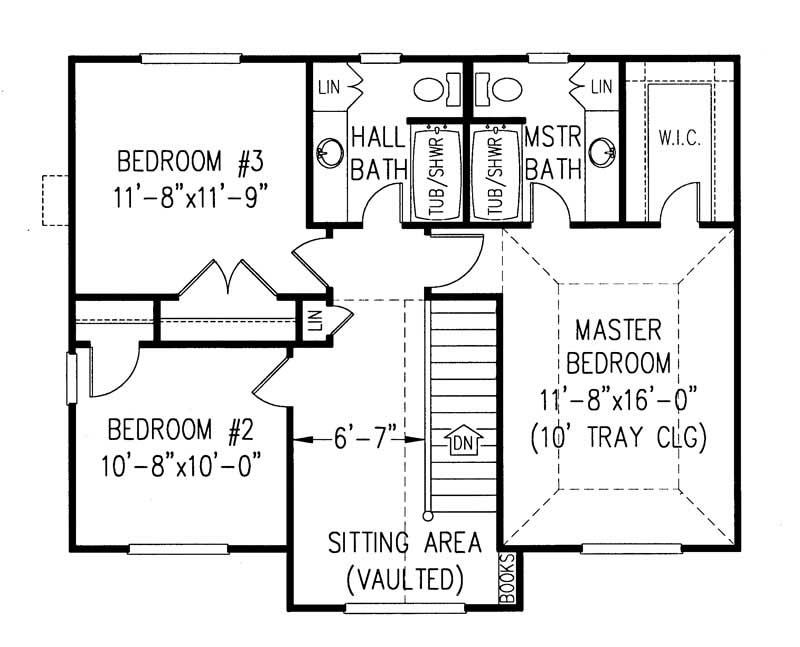 Floor Plan Second Story of Country Plan #173-1015