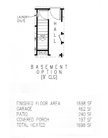 Floor Plan Basement of Country Plan #173-1022