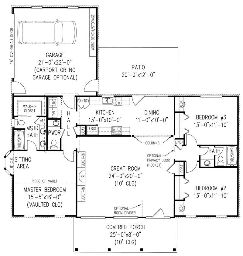Floor Plan First Story of Country Plan #173-1022