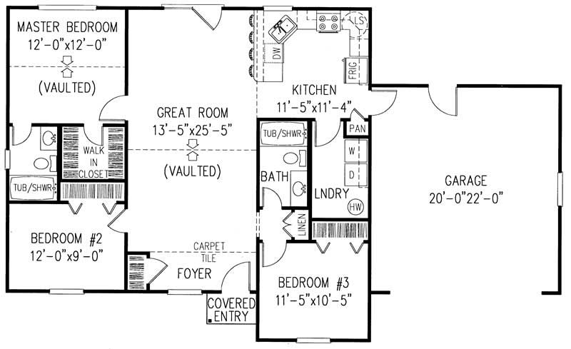 Floor Plan First Story of Country Plan #173-1023