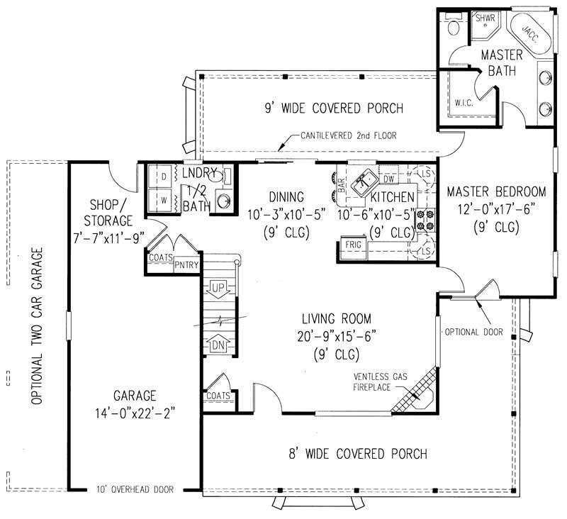 Floor Plan First Story of Country Plan #173-1026
