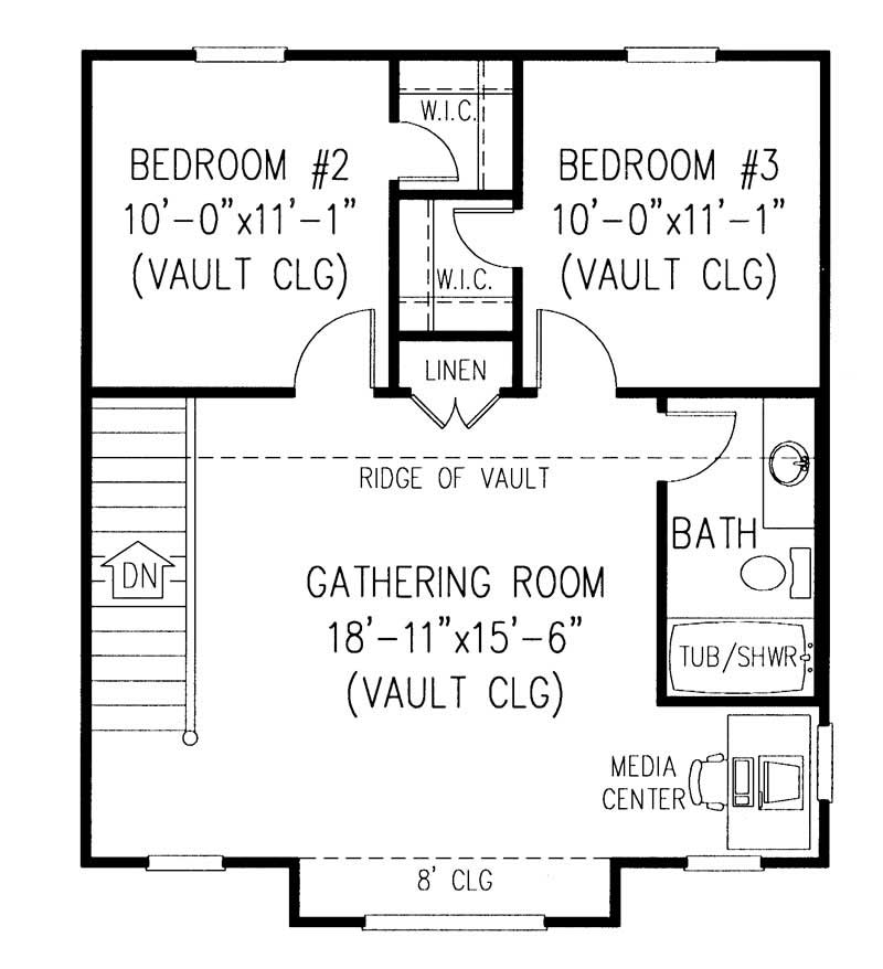 Floor Plan Second Story of Country Plan #173-1026
