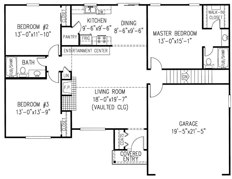 Floor Plan First Story of Contemporary Plan #173-1027