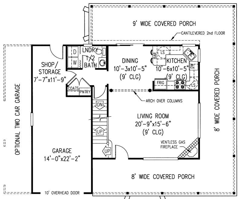 Floor Plan First Story of Country Plan #173-1028