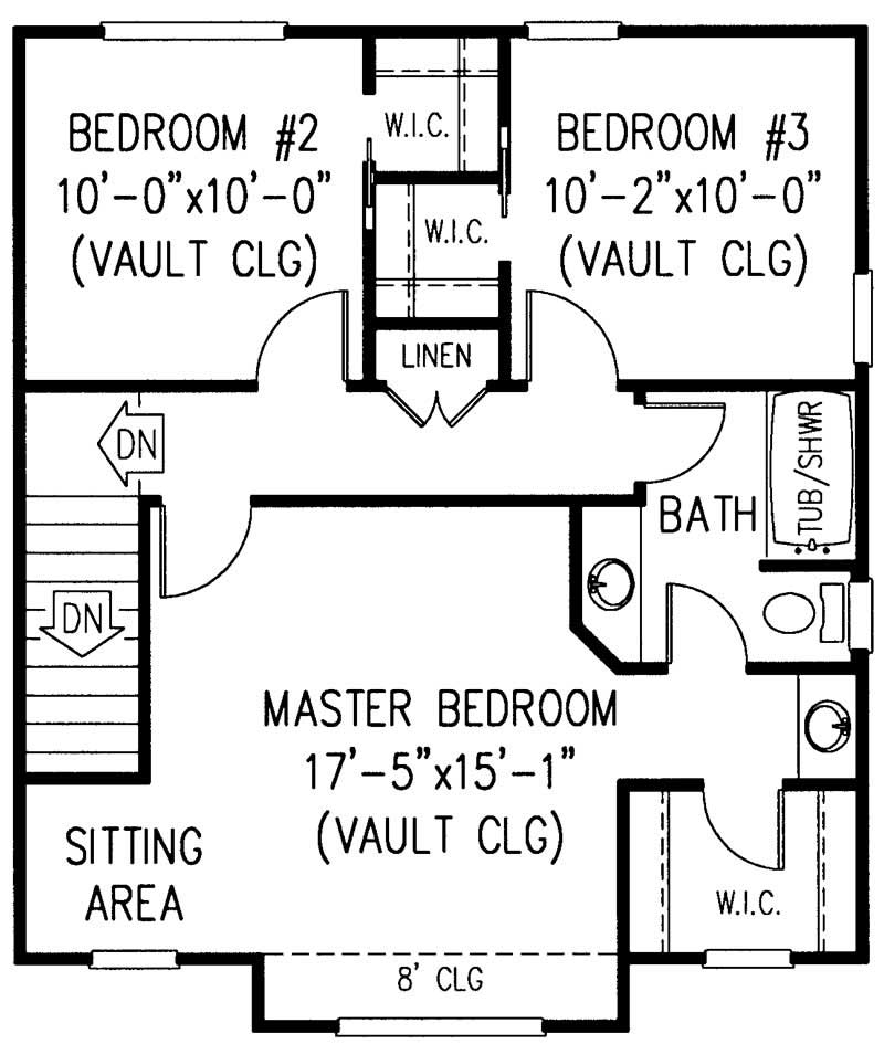 Floor Plan Second Story of Country Plan #173-1028