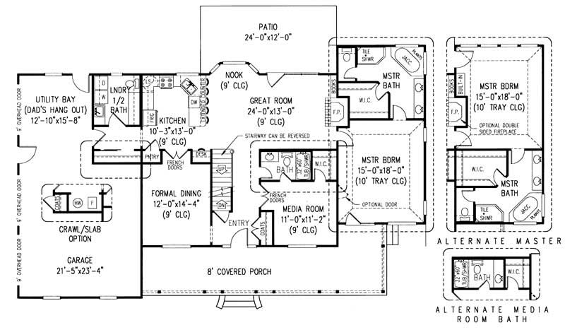 Floor Plan First Story of Country Plan #173-1029