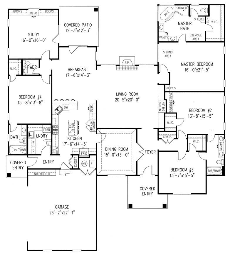 Floor Plan First Story of Contemporary Plan #173-1031