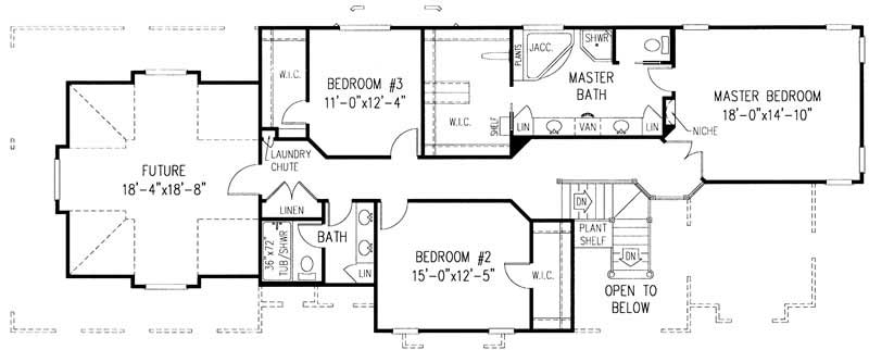 Floor Plan Second Story of Contemporary Plan #173-1032