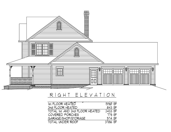 Home Plan Right Elevation of this 4-Bedroom,2433 Sq Ft Plan -173-1033