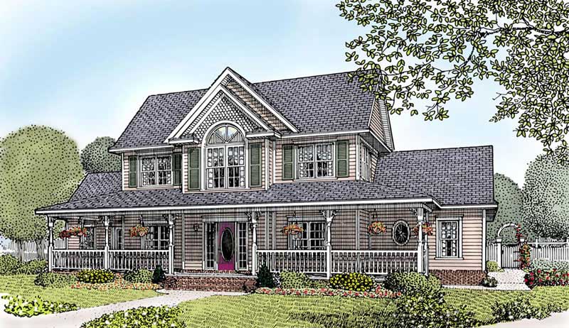 Front elevation of Country home (ThePlanCollection: House Plan #173-1033)