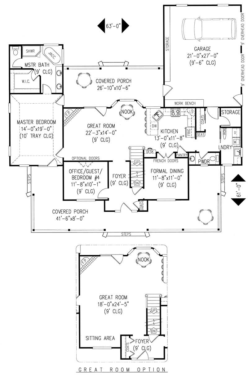 Floor Plan First Story of Country Plan #173-1033