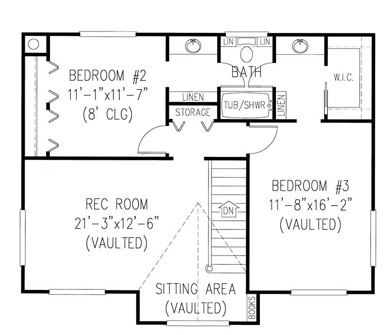 Floor Plan Second Story of Country Plan #173-1033
