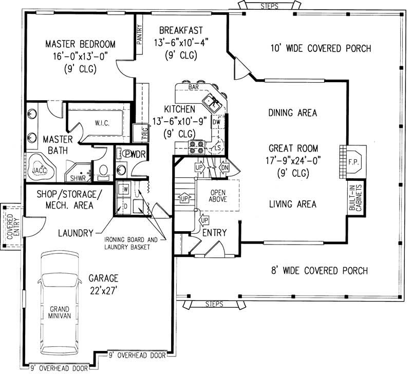 Floor Plan First Story of Country Plan #173-1034