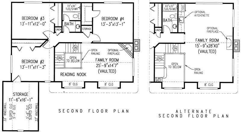 Floor Plan Second Story of Country Plan #173-1034